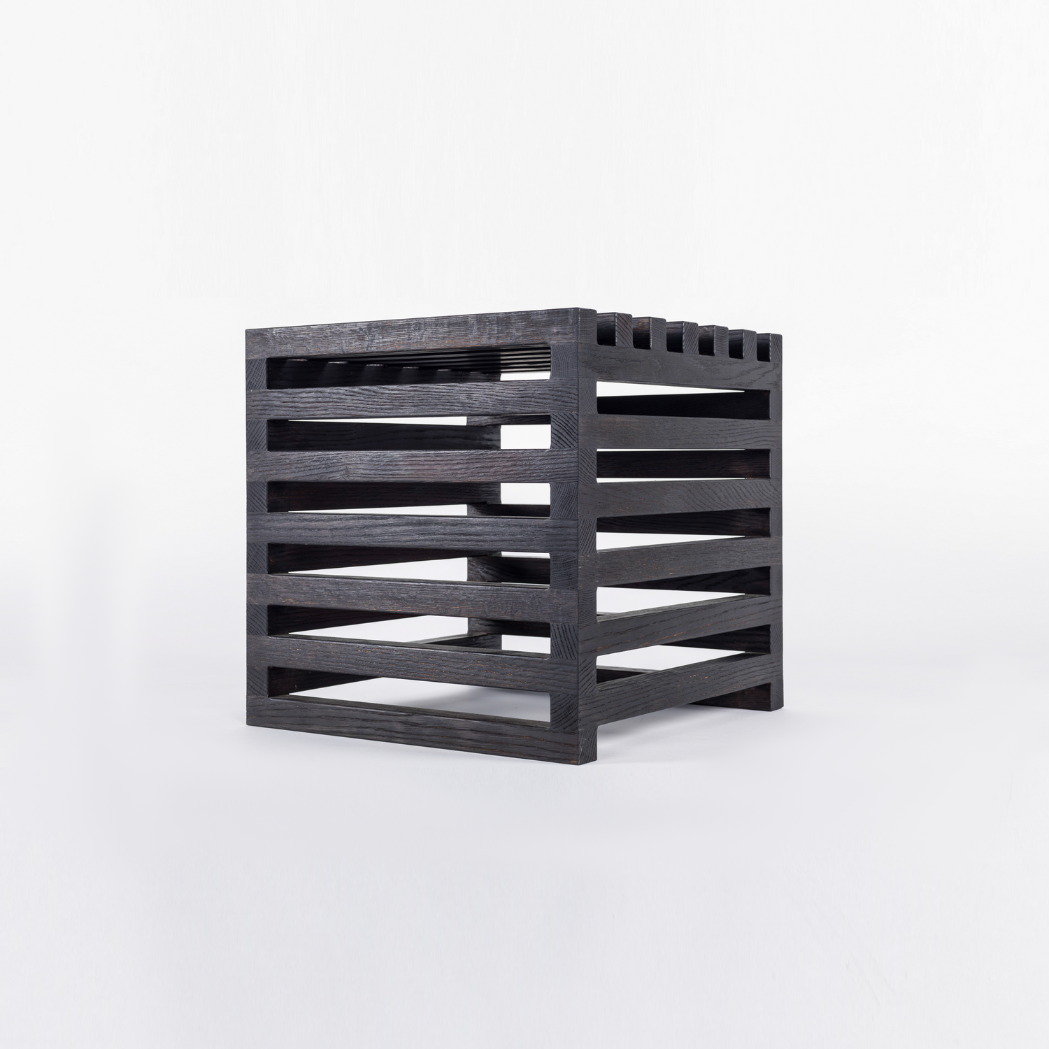 Scorched rift white oak crate stool for corporate executives office